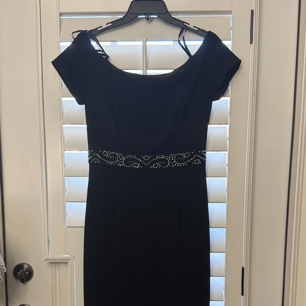 Betsy & Adam Black Dress with Embellished Waist